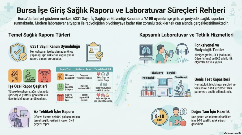 Hizmetlerimiz 3 Bursa'da modern bir laboratuvar ve sağlık raporu hazırlayan işyeri hekimi.